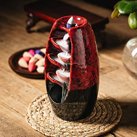 red incense waterfall